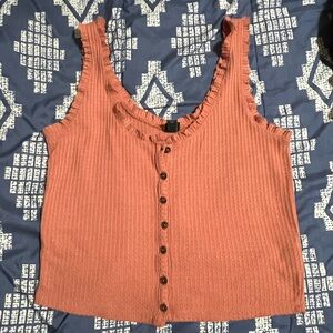 Wild Fable Ruffled Button-Down Blouse - Coral